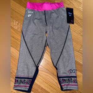 NWT Disney GK Elite Gray Athletic Capris with Minnie Mouse Design Women’s Small